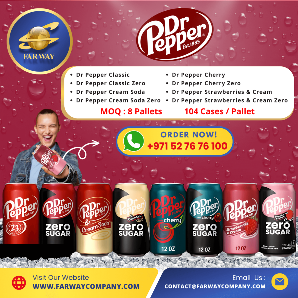 Dr. Pepper Soda Special Offer Price Importer / Exporter, Distributor in Dubai, UAE, Middle East