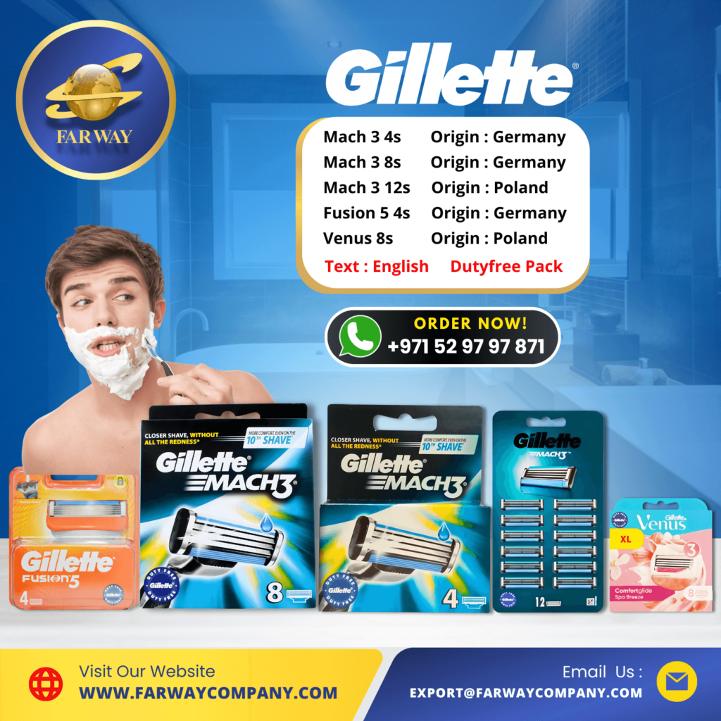 Gilette Blades & Razor Importer & Exporter in Dubai, Middle East, Only at Far Way