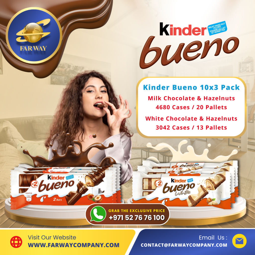 Kinder Bueno Chocolate Importer / Exporter in Dubai, UAE, Middle East only at Far Way