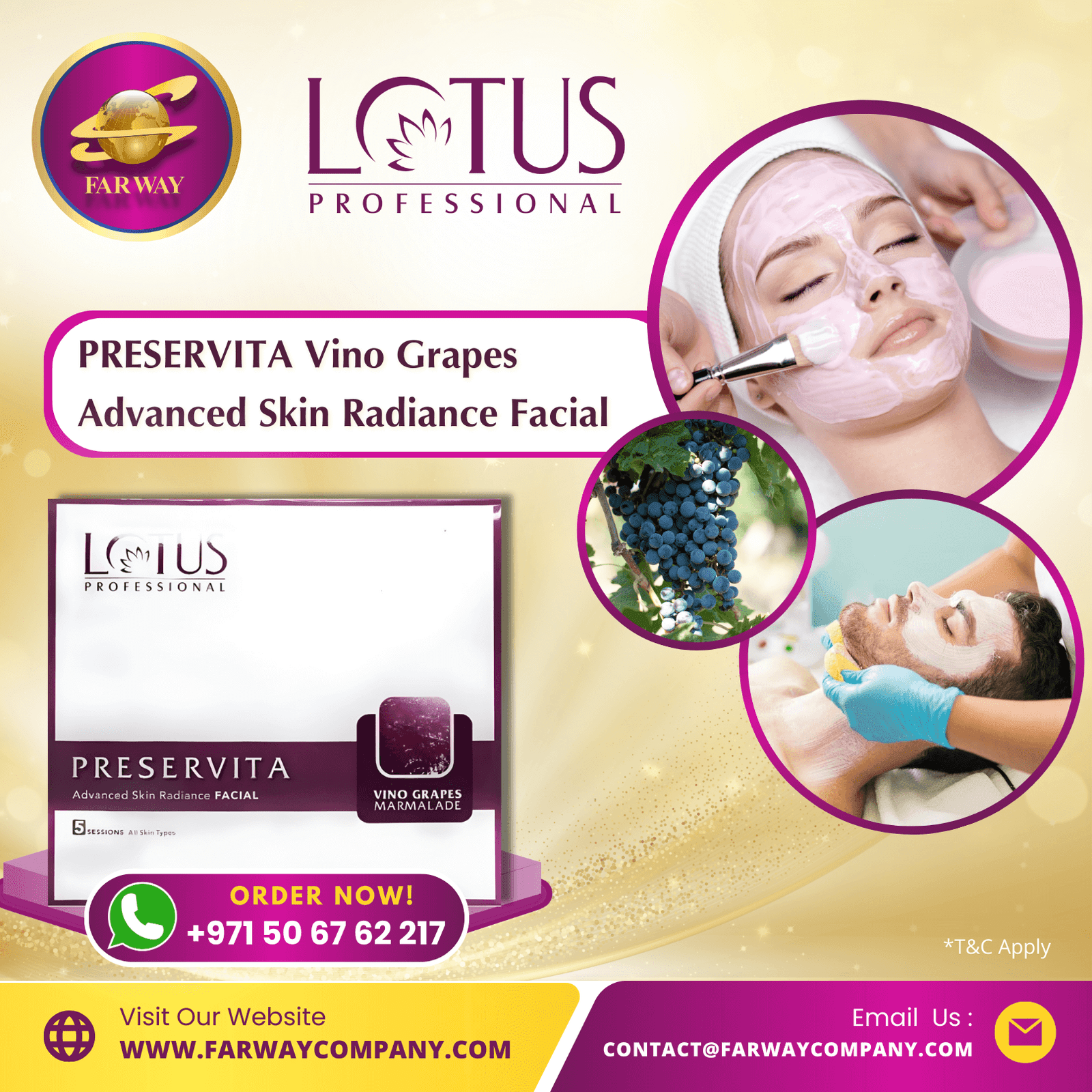 Lotus Professional Preservita Vino Grapes Facial Kit for Salon Distributor in Dubai, UAE