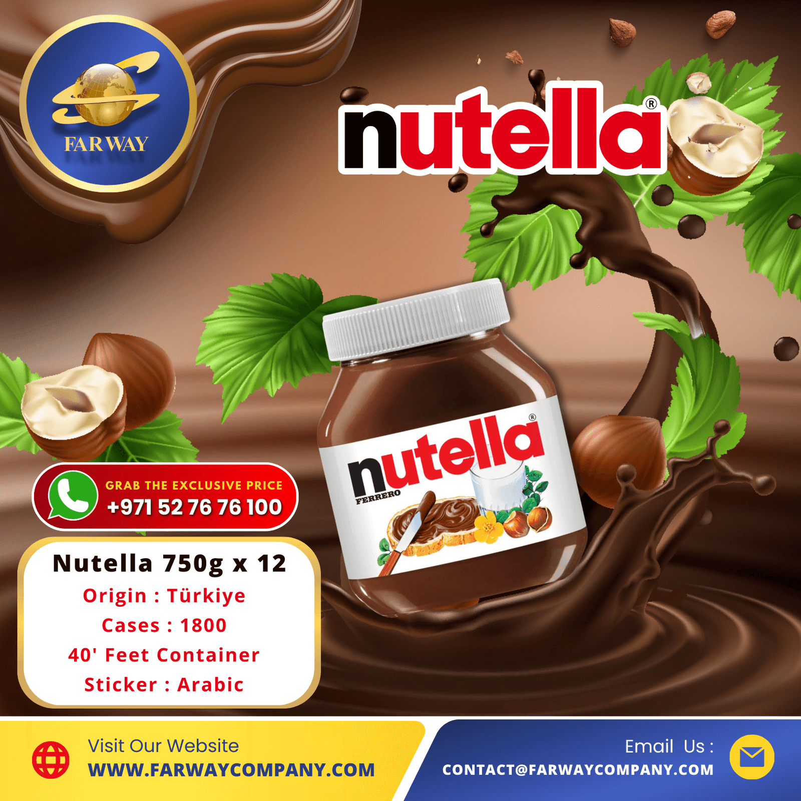 Nutella 750g Importer, Exporter & Distributor in Dubai, UAE, Middle East