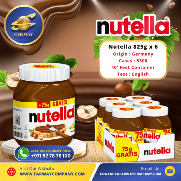 Nutella 825g Importer, Exporter & FMCG Distributor in Dubai, UAE, Middle East