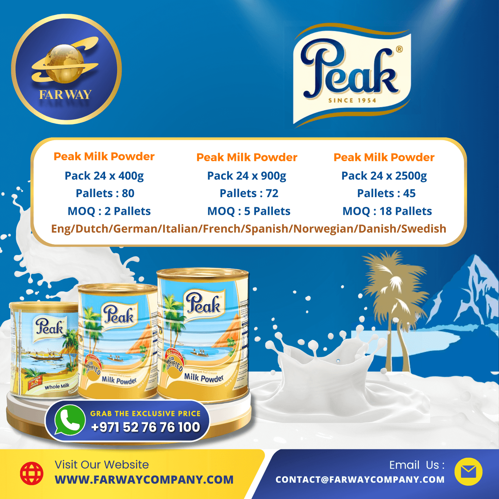 Peak Milk Powder Importer, Exporter & Milk Powder Distributor in Dubai, UAE, Middle East