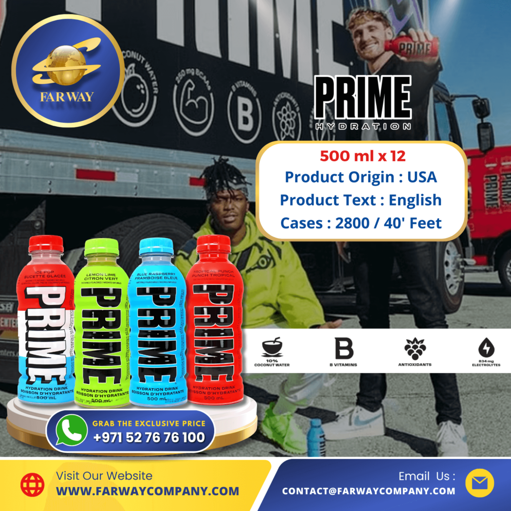 Prime Hydration Drink Importer, Exporter & Beverages Distributor in Dubai, UAE, Middle East
