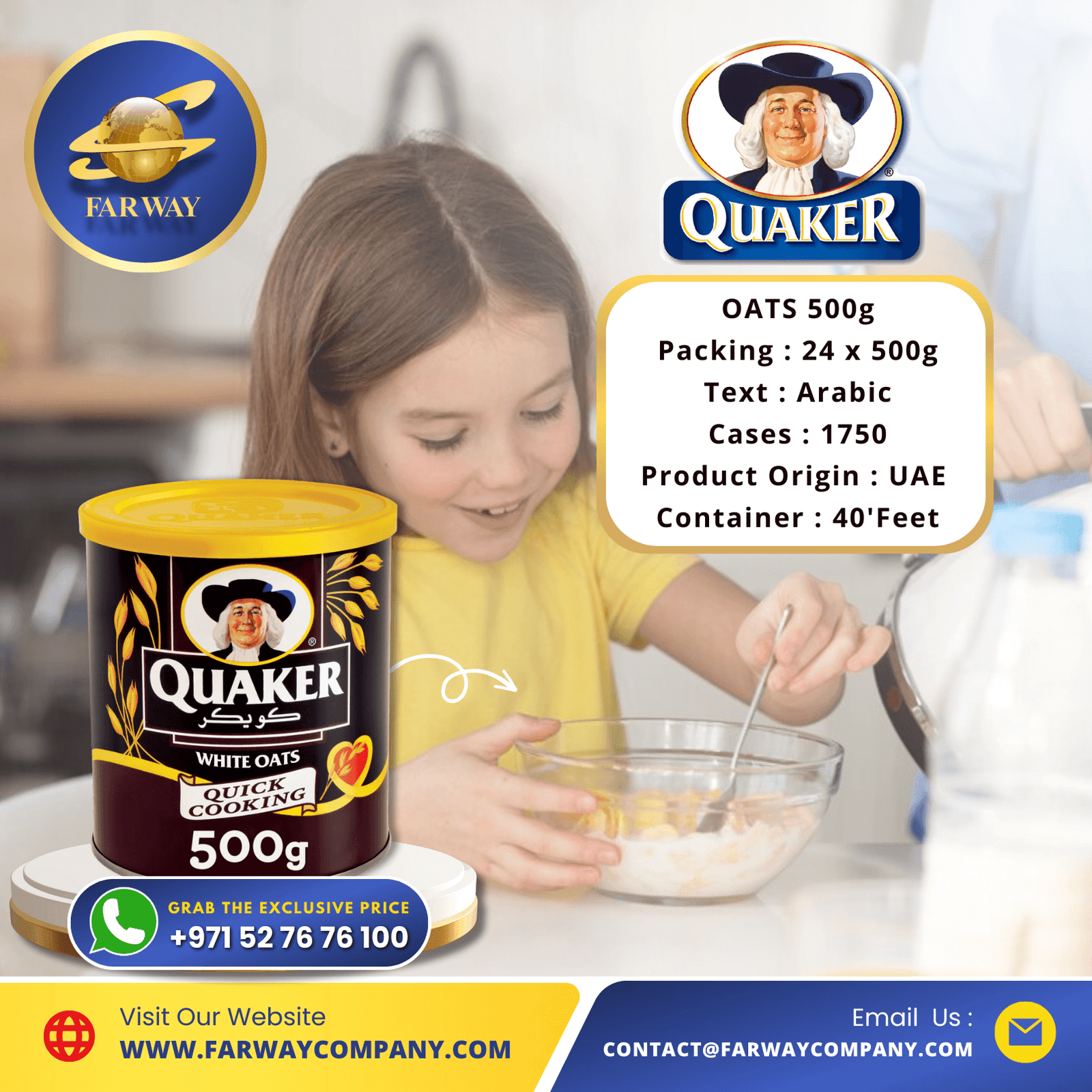 Quaker Oats Importer, Exporter & Distributor in Dubai, UAE, Middle East