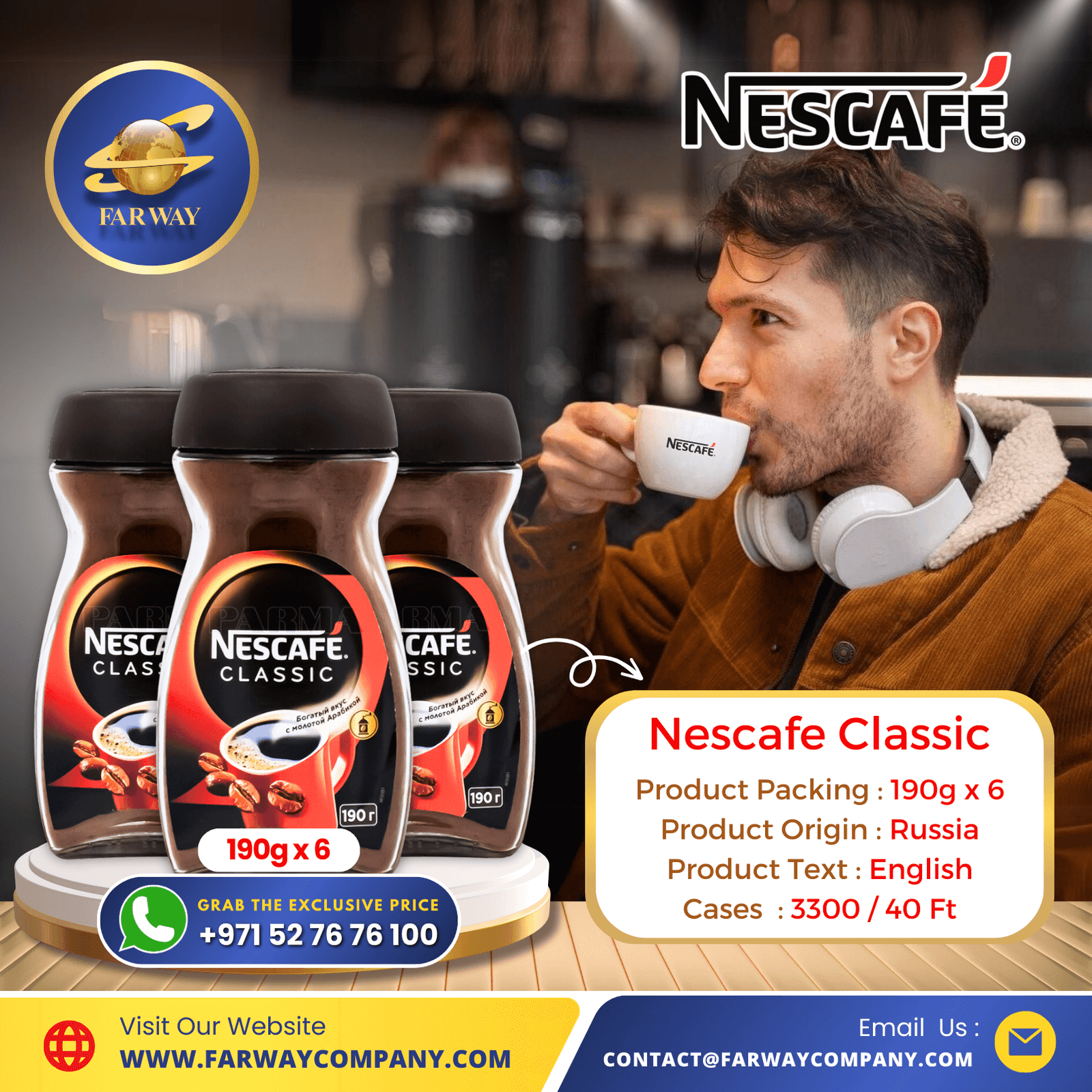 Nescafe Classic 190g Coffee Importer, Exporter & Coffee Distributor in Dubai, UAE, Middle East