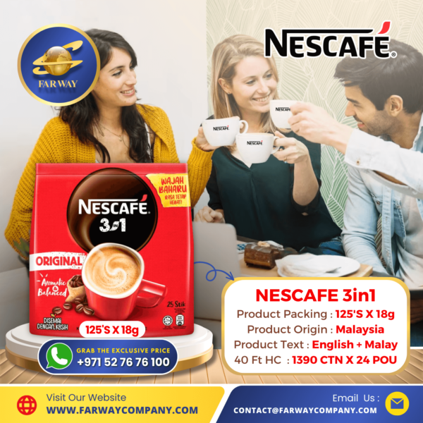 Nescafe 3in1 Coffee Importer, Exporter & Coffee Distributor in Dubai, UAE, Middle East