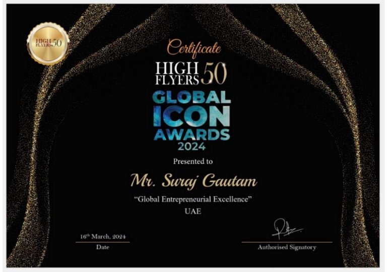 Our MD Mr. Suraj Gautam, Honored with Global Icon Award 2024 Far Way