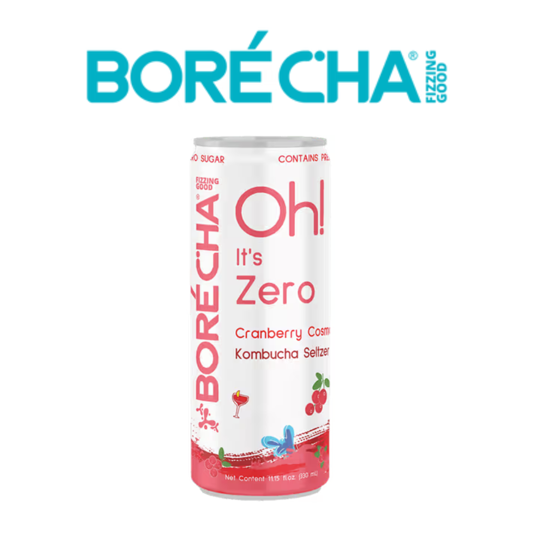 Borecha Cranberry Cosmo Zero Sugar Kombucha Drink 330ml | Sparkling Tea | Probiotic Health Drink | Juice & Soda Alternative | Healthy Soft Drink in Dubai UAE